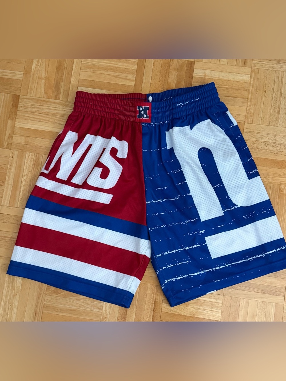 Mitchell & Ness New York Giants Big Face Mesh Shorts Red Blue Men’s L